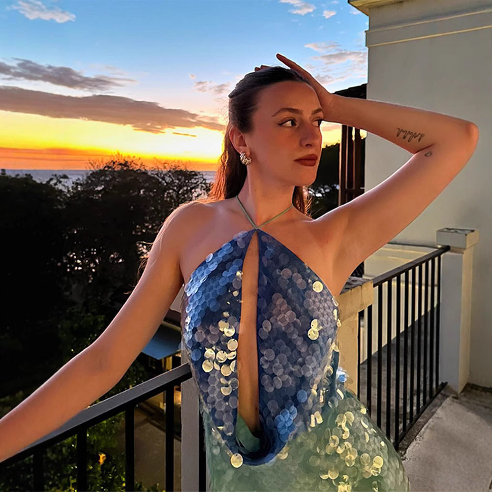 Aqua Shimmer Mini Dress