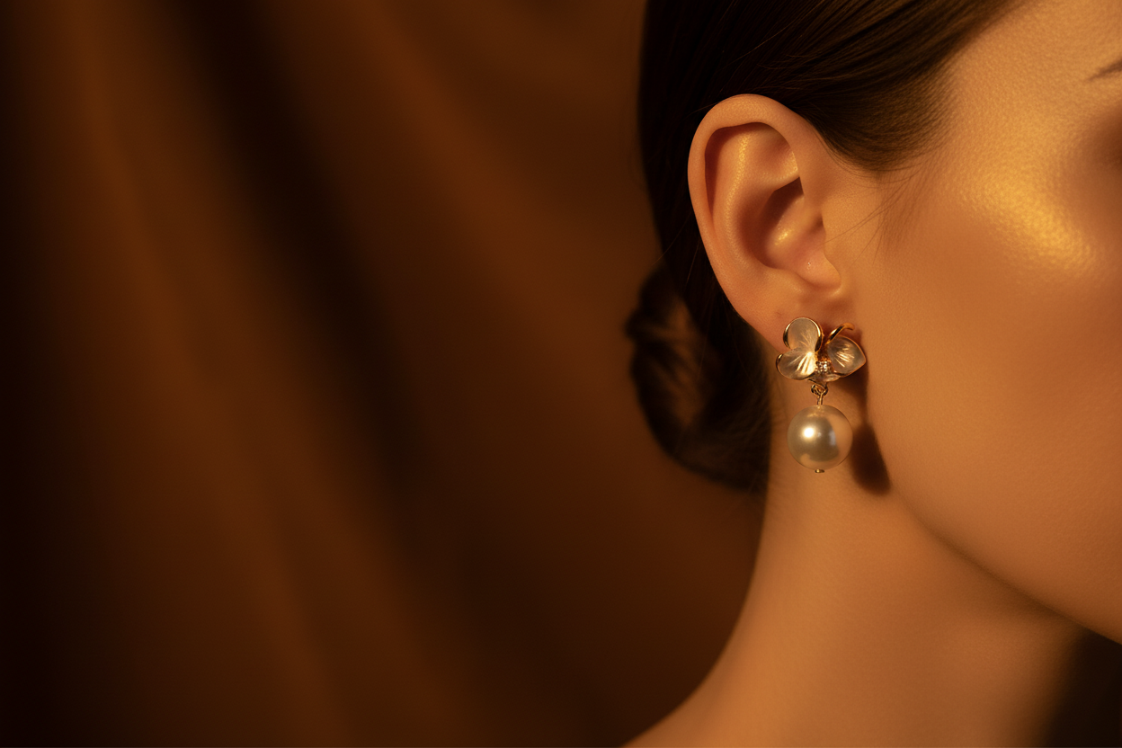 Pearl Lily Dangles - Close Amber